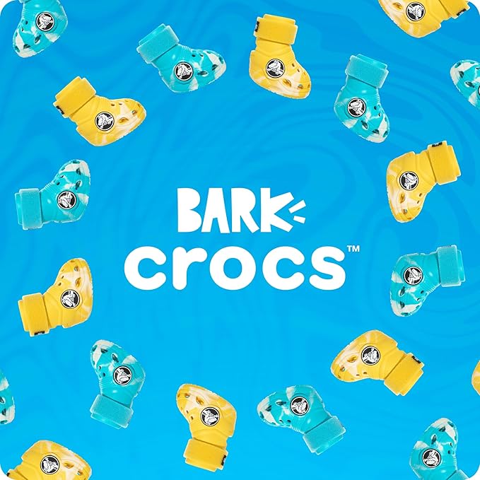 BarkBox Aqua Crocs Dog Shoes – Set of 4 Glow-in-The-Dark Dog Booties with EVA Foam, Adjustable Strap & Non-Slip Sole – Comfortable Paw Protection for Small Breeds (15–25 lbs)