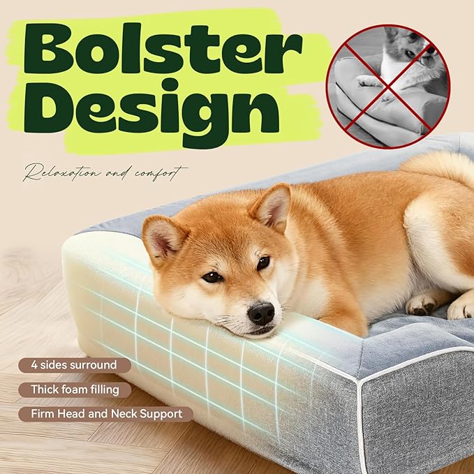 Cooling Dog Beds for Medium Large Dogs with Removable Washable Covers,Rectangle Orthopedic Sofa Bed with Cool Gel Memory Foam and Egg Crate Foam Waterproof fit Old Large Sized Pets
