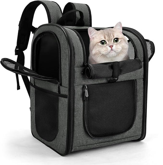 Apollo Walker Pet Carrier Backpack for 4-18lb Cats and Dogs, Puppies, Safety Features and Cushion Back Support | for Travel, Hiking, Outdoor Use (Gray)