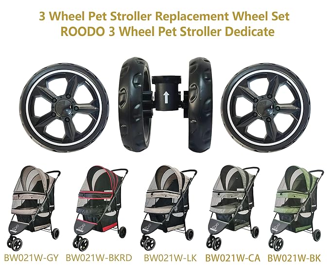 ROODO 3 Wheel Pet Stroller Dedicate Wheel Set,Original,Fast disassembly,Replacement and Installation,No Additional Tools are Required