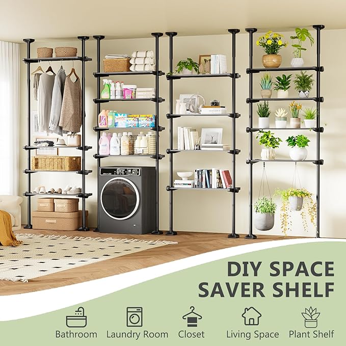 No-Drill Over Toilet Storage Shelf - 4-Tier Adjustable Bathroom Organizer