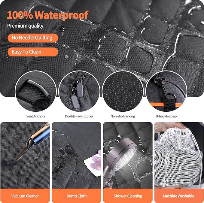 Dog Car Seat Cover for Back Seat, 1seat to 3seats can be Switched at Will. Back Seat Extender with Hard Bottom. 600D Heavy Duty Scratch,Nonslip,Waterproof Dog Hammock for Cars,Trucks and SUVs.