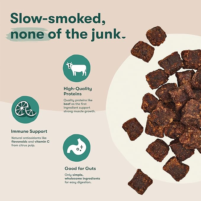 Jinx Beef Bites Jerky Dog Treats - Soft & Chewy, All Natural Dog Jerky Treats with Grass-Fed Beef - Pet Products for All Dogs (Puppies, Adults & Seniors) - 15oz