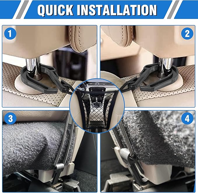 Dog Car Net Barrier - Car Barrier for Dogs & Kids Safety -Stretchable Dog Net for car - Universal Fit for Cars, SUVs,Trucks -Easy to Install - Divider for Driving Safely with Children & Pets