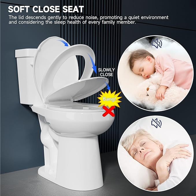 Compact Extra Tall Toilet 21 Inch for Small Bathroom 1.28 GPF Tornado Single Flush - Two Piece Comfort High Toilet for Seniors, 20.5 Inch Bowl Height, 21.25 Inch Seat Height, 12" Rough In,White