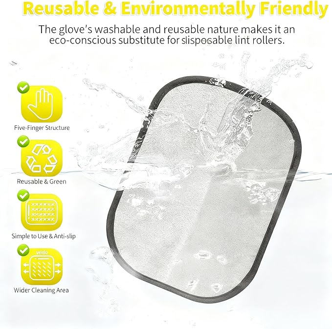 Pet Hair Removal Glove for Cats Dogs - 2PCS Extra Large Thickened Upgraded Five Finger Electrostatic Pet Hair Gloves Reusable Magic Brush Pet Hair Remover Tool for Laundry Couch Carpet Car Seat