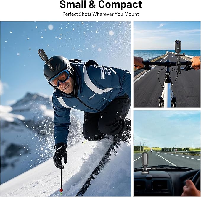 4K Mini WiFi Action Camera 32GB Thumb POV Portable Body Cam Wearable Video Recorder with IPX7 Waterproof Underwater Camcorder, Helmet Mount, Magnetic Sport DV for Bike Cycling, Pet, Vlogging(Black)
