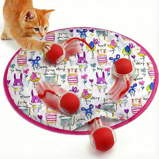 Interactive Mouse-Catching Cat Toy with Motion Sensor | Rechargeable Ball with Beep & LED Lights | Engaging Game for Indoor Cats, Reduces Boredom & Encourages Play (Pink Single Layer)