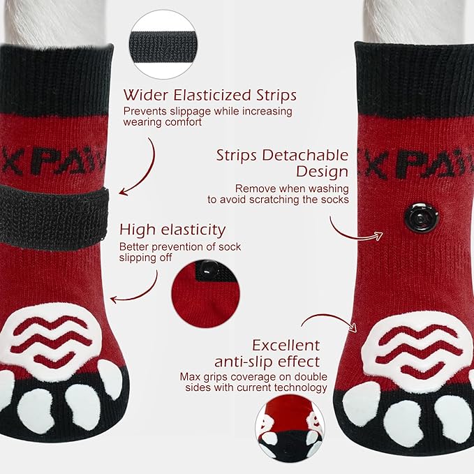 EXPAWLORER Anti-Slip Dog Socks-Double Sides Grips Traction Control on Hardwood Floor,Dog Shoes for Hot/Cold Pavement,Best Paw Protector,Prevents Licking,for Puppy Small Medium Large Senior Dogs