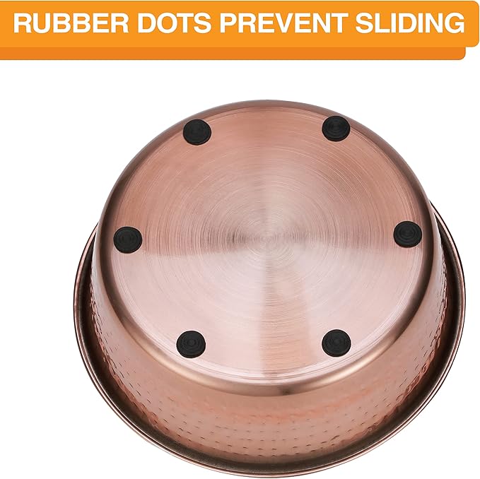 Neater Pet Brands Hammered Decorative Designer Bowls - Luxury Style Premium Dog and Cat Dishes (Large, Copper)