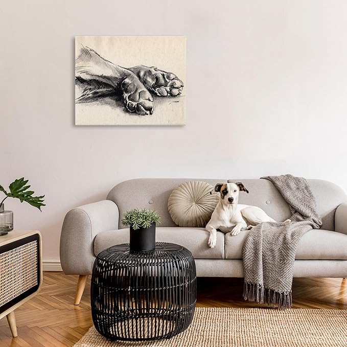 Stupell Industries Dog Paw Charcoal Design, Designed By Jennifer Paxton Parker, 40 x 30, Canvas Wall Art