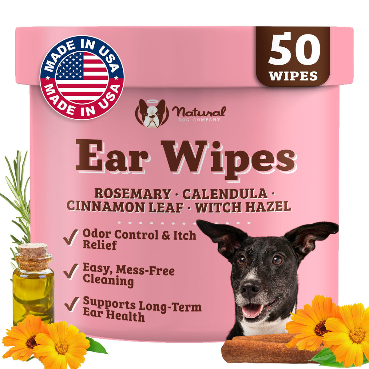 Natural Dog Wrinkle Wipes & Balm Bundle, Dog Cleaner Wipes 100ct + Moisturizing Balm for Itchy Skin 1oz Tin, Hypoallergenic, Lick-Safe, Bulldog Wrinkle Care for Face, Paws & Folds