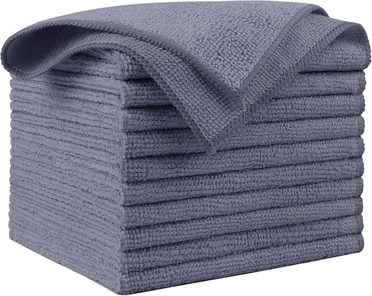 AIDEA Microfiber Cleaning Cloth Grey 10PK, Micro Fiber Cloth for Cleaning Cars, Premium All Purpose Car Towels, Dusting Cloth Cleaning Rags SUVs, House, Kitchen, Window, Workshops, 12"×12"