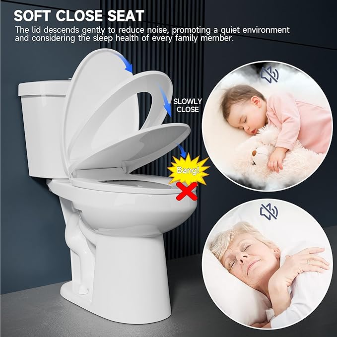Elongated Tall Toilet 19 Inch for Bathroom 1.1/1.6 GPF Tornado Dual Flush - Two Piece Comfort ADA High Toilet for Seniors, 19 Inch Bowl Height 20 Inch Seat Height, 19" Rough In, White
