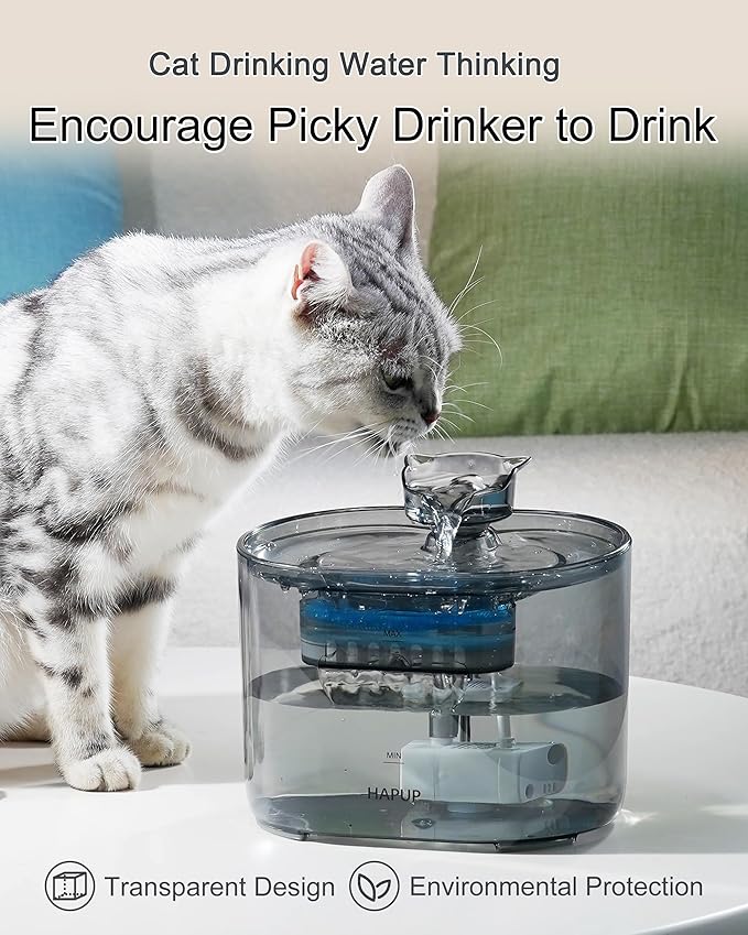 Cat Fountain Kitty Spout Cat Water Fountain for Cats Inside 2.2L/73Oz Automatic Pet Water Fountain Quiet Cat Fountains for Drinking Water Fountains for Cats Indoor Filters Included