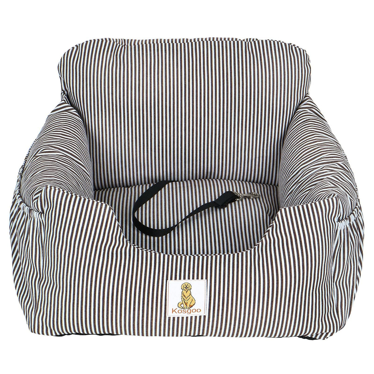 Dog Car Seat for Small Dogs, Puppy Booster Seat with Washable Pet Bed, Safety Leash and Storage Pocket, Non Slip Base Travel Seat for Car SUV Home Use, Brown