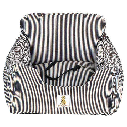 Dog Car Seat for Small Dogs, Puppy Booster Seat with Washable Pet Bed, Safety Leash and Storage Pocket, Non Slip Base Travel Seat for Car SUV Home Use, Brown