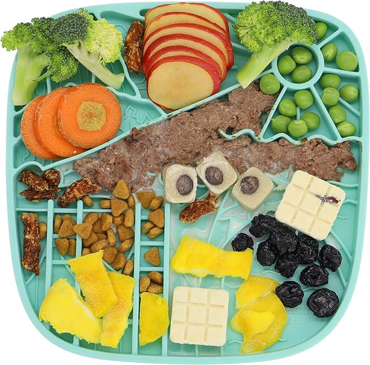 Puzzle Feeder Dog Lick Mat,Freezable Dog Enrichment Toys for Mental Stimulation and Anxiety Relief, Silicone Lick Mat for Dogs and Cats, Dog Slow Feeder that Supports All Types of Food, Green