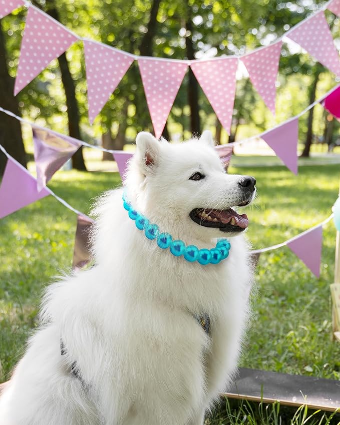 KUDES Chunky Pearl Dog Necklace (Beads 20mm),Elegant Classic Super Big Pearl Collar Necklace Accessories for Medium Large Dogs Occasions and Gatherings (Turquoise, XL(Neck Girth 18.5''-20''))