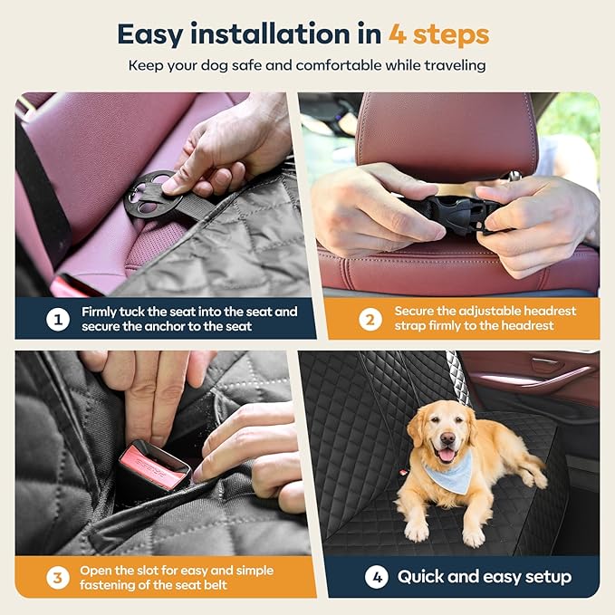Dog Car Seat Cover for Back Seat,New Upgraded Thickened Dog Car Seat Cover,Waterproof and Wear-Resistant Bench Back Seat Cover with Non-Slip Pad,Universal Size Fits Cars（Black