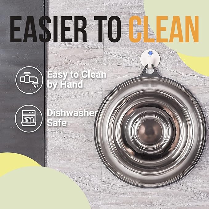 PEGGY11 Stainless Steel Slow Feeder Dog Bowl - Holds 2 Cup, for Medium Size Dogs