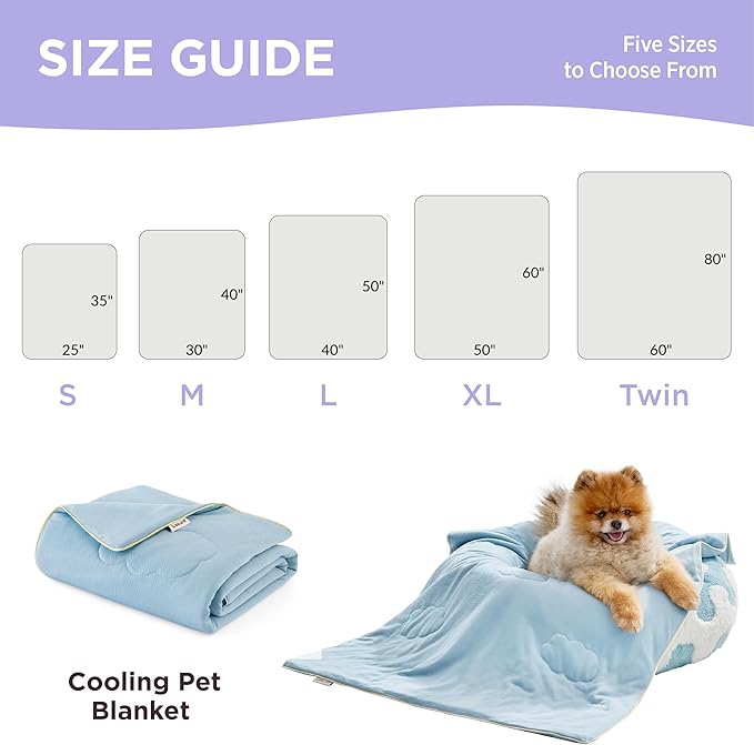 LE SURE Premium Cooling Blankets for Large Dogs - Washable Dog Cooling Throw Blanket with Q-MAX>0.4，Durable Self Cooling Pet Mat for Cat, Soft Cooling Summer Blanket for Hot Weather, Blue, 40x50