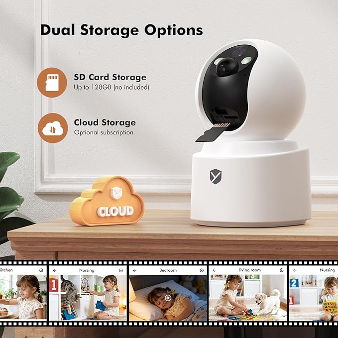 Battery Powered pet camera,true Wireless Indoor Camera, 4MP 2.5K WiFi Camera with Color Night Vision, 355° Pan Tilt, Motion Detection, 2-Way Audio, Dog/Cat/Kids/Baby/Pet Monitor & home security