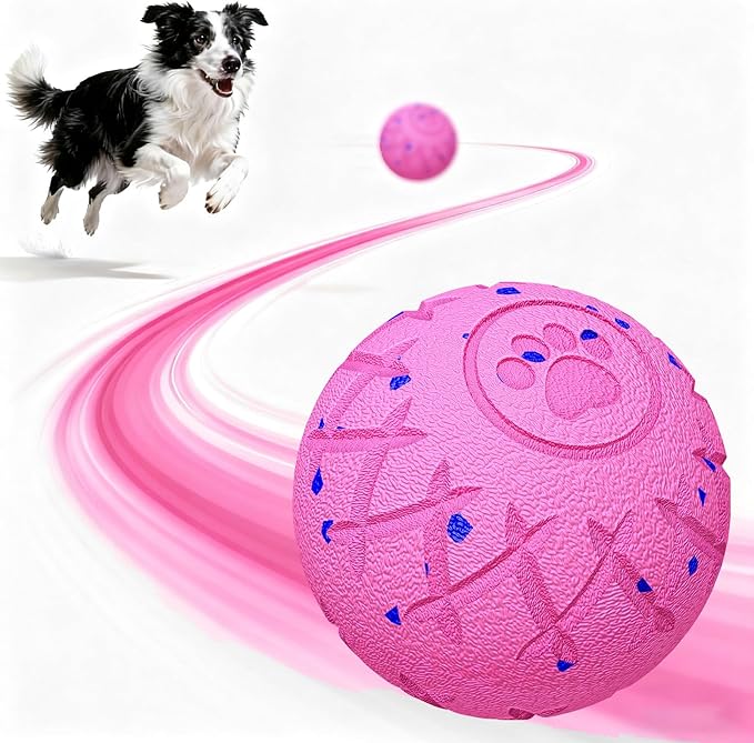 Interactive Dog Toys Dog Ball, Durable Motion Pet Toys for/Small/Medium/Large Dogs, Birthday Gifts, Automatic Moving, Bouncing and Rotating, E-TPU Material, IP54 Waterproof (Pink)