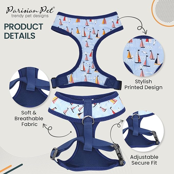 Parisian Pet Freedom Harness - Sail Boats