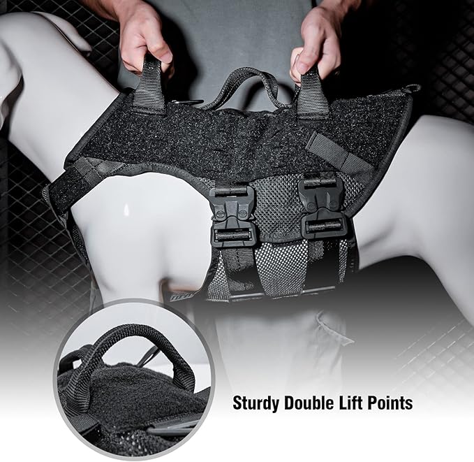 PETAC GEAR Tactical Dog Harness No Pull for Large Working Dogs Military Dogs Vest Police Service Training Dogs Molle Harnesses with Handle … …