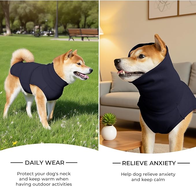 Dog Anxiety Calming Vest Adjustable Turtleneck Thunder Shirt Jacket for Fireworks, Separation, Vet Visits, Pet Hoodie for Large Medium Dogs