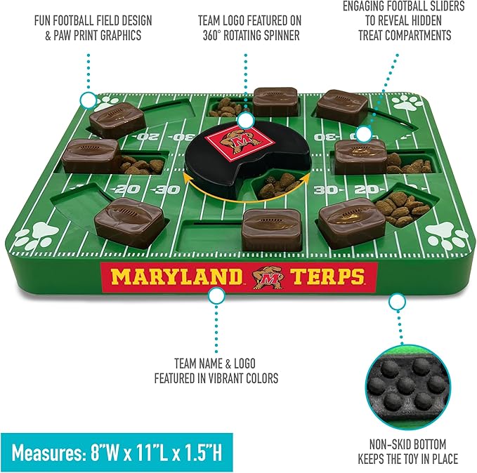 NCAA Puzzle Toy Slow Feeder, Puzzle Treat Dog Toy, Interactive Dog Treat Toy, Dog Puzzle Feeding Slow Toy (Maryland Terrapins)