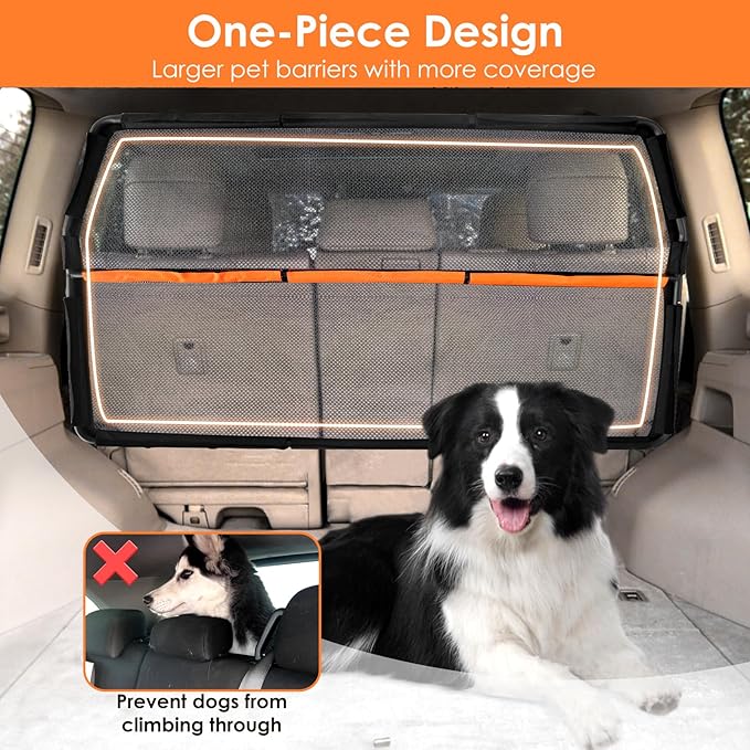 Dogs Car Barrier Wide 50", Dog Barrier Made of High Density Nylon & PVC for Anti-Scratch by Dogs, Car Dog Barrier with One-Piece Design for Easy Installation for Cars, Trucks and SUV