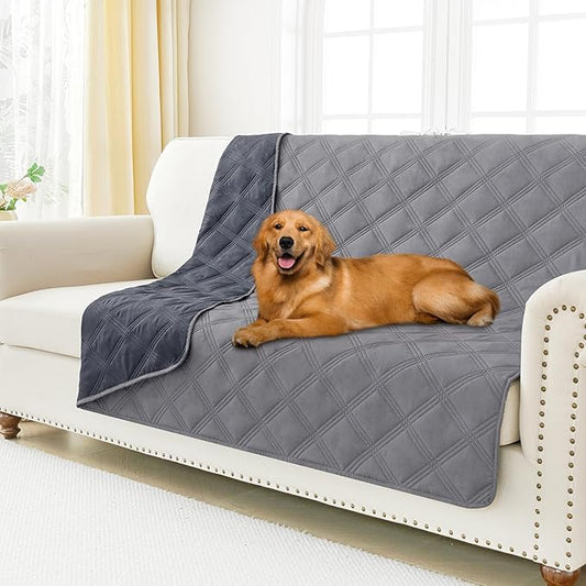 Smiry Waterproof Dog Bed Cover Blanket 52x82, Soft Reversible Pet Blanket, Washable Leakproof Cats Dogs Couch Cover for Sofa, Couch, Furniture, Lattice, Grey/Dark Grey