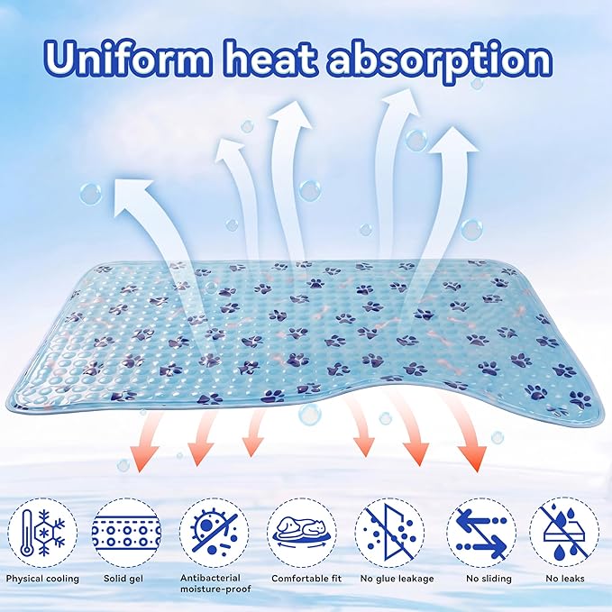 Pet Cooling Gel Pad with Patent Technology, 36in Dog Cooling Mat for Summer, Self Cooling Mat for Large/Medium/Small Dogs, Non-Slip Waterproof Durable Mat for Dog Beds, Car, Indoor & Outdoor Use