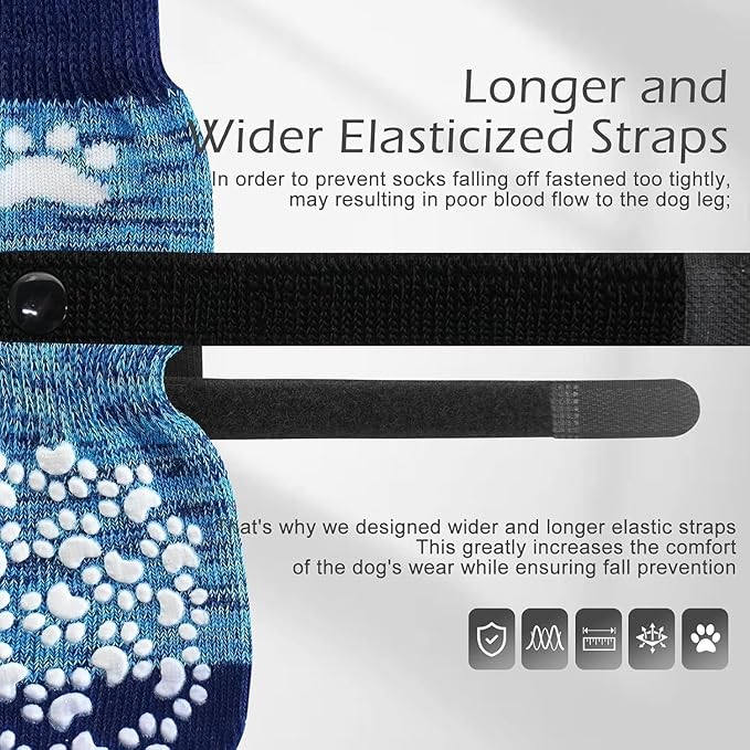EXPAWLORER 6PCS Anti-Slip Dog Socks to Prevent Licking Paws,Dog Shoes for Hot Pavement,Best Paw Protector Traction Control on Hardwood Floor,Dog Booties for Puppy Small Medium Large Senior Dogs