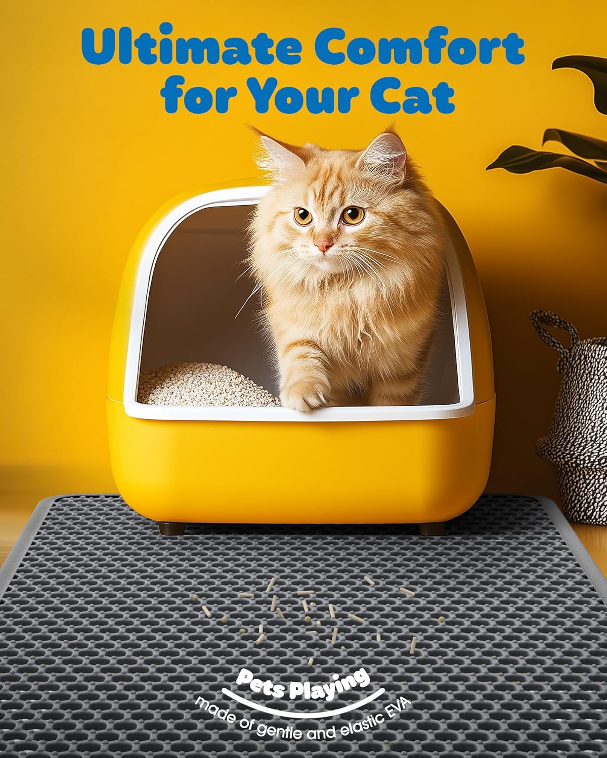 Large Cat Litter Mat 46"x35" – Waterproof, Non-Slip & Easy to Clean
