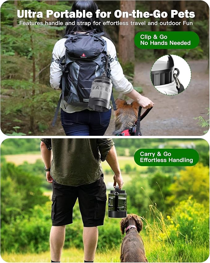 77oz Large Dog Water Bottle, Portable Dog Travel Water Dispenser with Pull-Out Bowl, Ideal for Hiking, Camping, Dog Parks, Leak-Proof BPA-Free Outdoor Dog Water Bottle for Large Dogs,Black