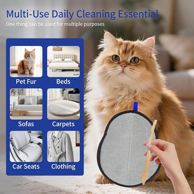 2 PCS Pet Hair Removal Glove, Magic Brush Electrostatic Mitt for Dogs & Cats, Reusable Grooming Gloves - Dog Hair Remover Tool with 5-Finger Design for Couch, Carpet, Clothing & Car Seat(Blue)