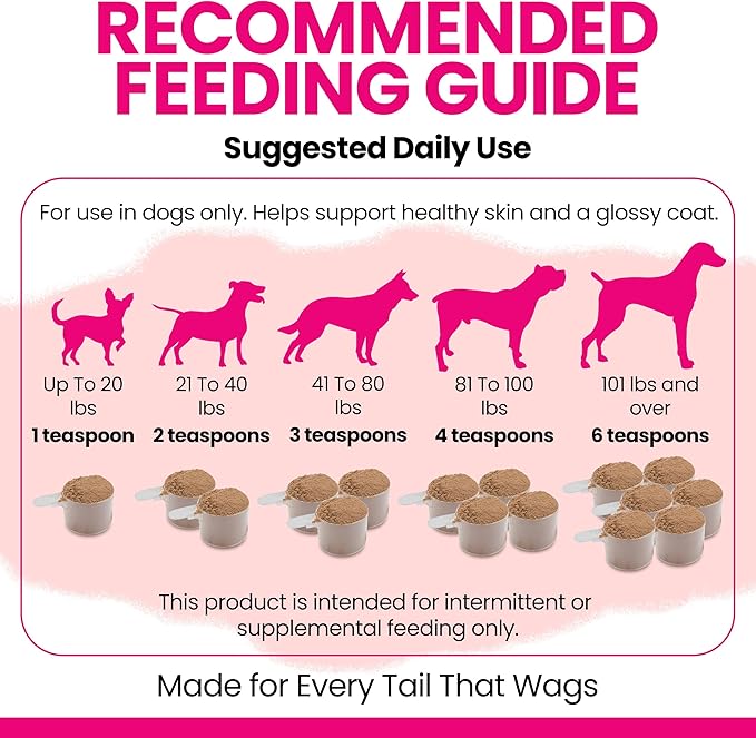 Omega 3 Powder for Dogs - 14 oz of Dog Powder Supplement for Skin and Coat - Made with Omega 3, 6, and 9 Fatty Acids, Biotin, and Vitamin C - Made in the USA