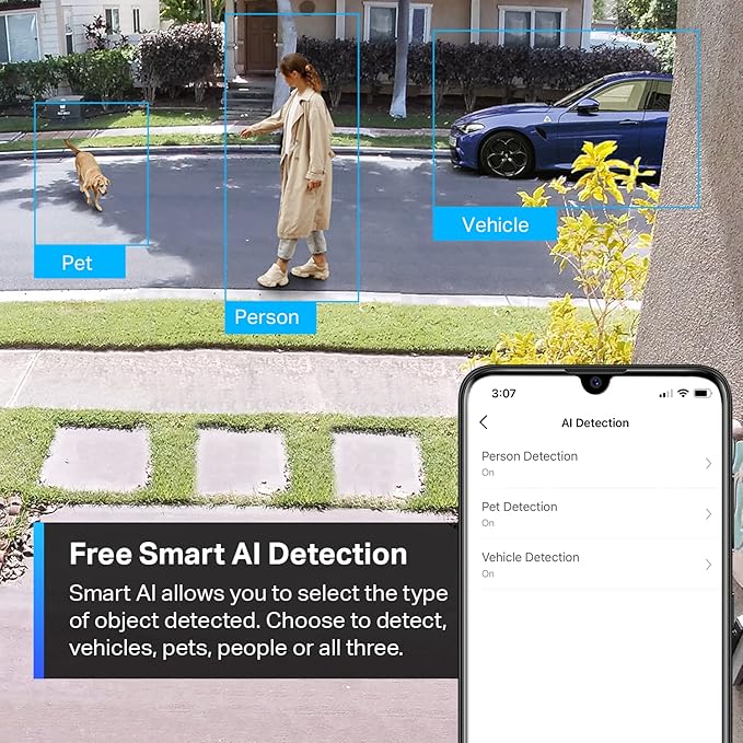 Tapo ColorPro Wi-Fi Outdoor Camera | Plug-in | Daylight Clarity at Night | 2K QHD | Person/Pet/Vehicle Detection | Local/Cloud Storage | 127° FOV | Built-in Siren C325WB