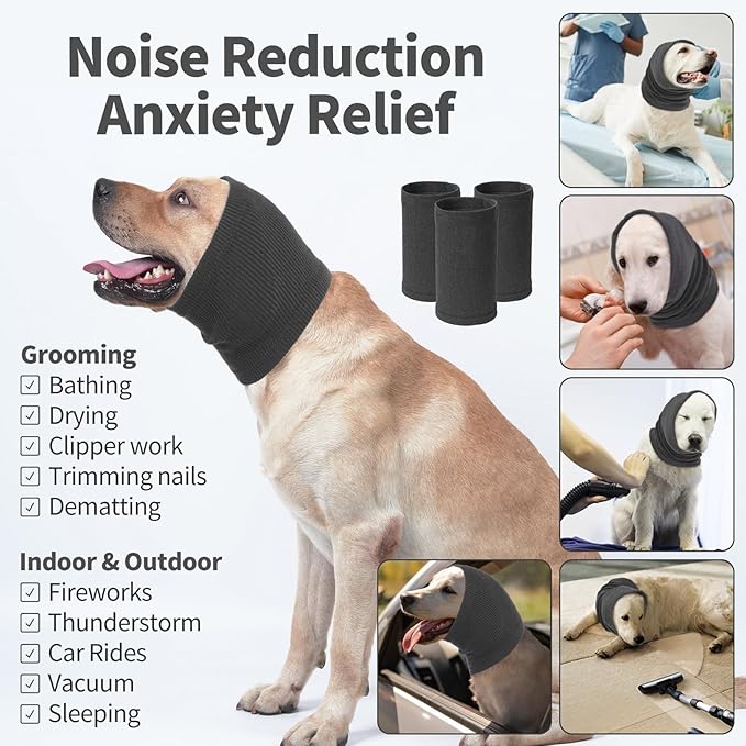 Nanaki Dog Calming Hoodie Quiet Head Cover Sleeves - Ear Covers Hood for Noise Bath, The Grooming and Force Drying Head Protection for Anxiety Relief and Calming Dog Neck and Ear Warmer