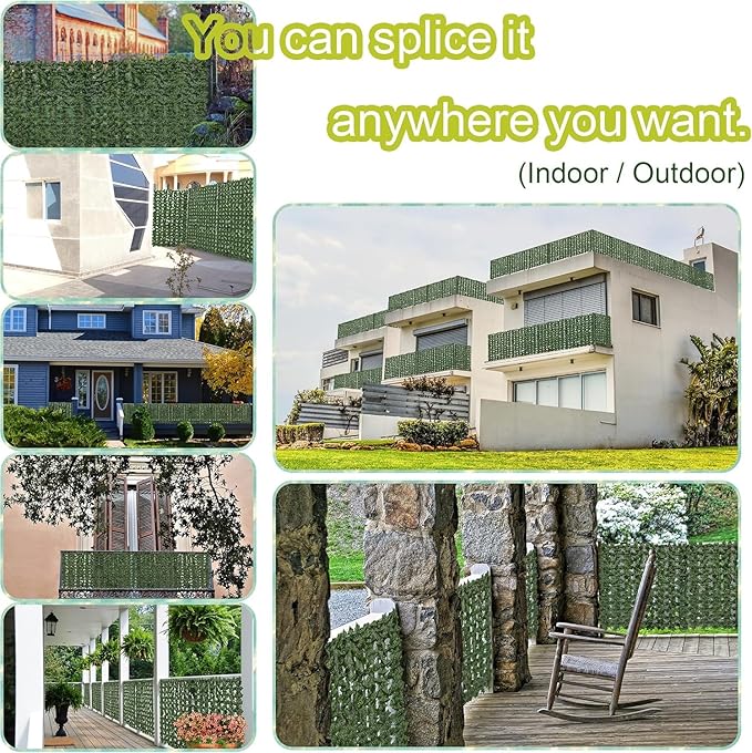 Artificial Ivy Privacy Fence Screen: 200 "x 40" (56 Sqft) Anti-Ultraviolet Artificial Hedge Grass Wall, Used for Indoor and Outdoor Green Background, Garden Greening Decoration