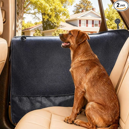 Durapower Dog Car Door Protector丨2 Pack Extra Big & Thick Anti Pet Scratching Waterproof Vehicle Door Covers Guard Truck Interior Panel Safe SUV Universal 600D Black