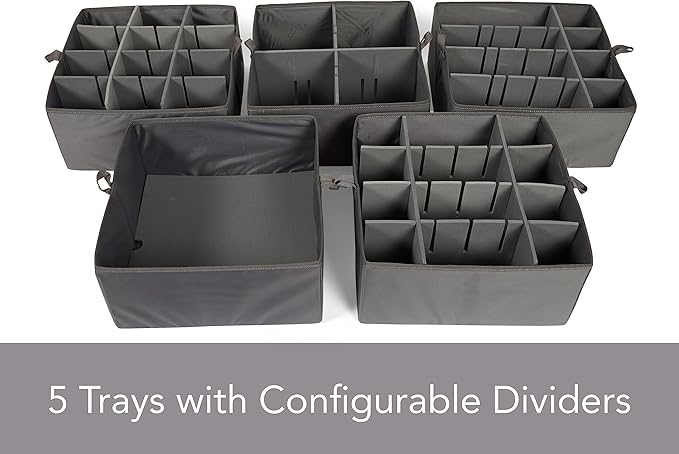 Covermates Keepsakes Hanging Closet Organizer Set - Heavy Duty Material, Sturdy Interior Shelves, Includes Trays with Dividers - Closet Storage, Beige Heather
