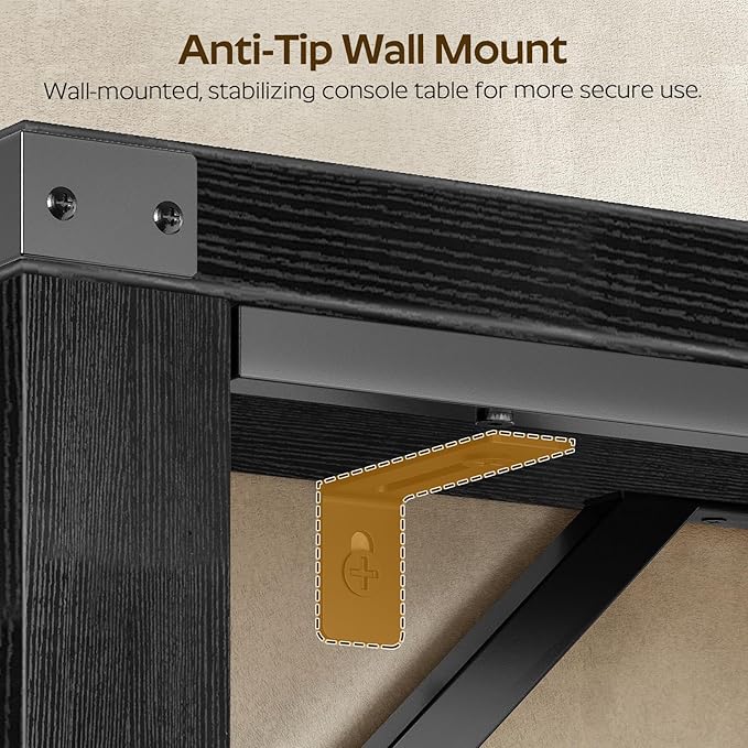 Console Table, 63" Long Behind Couch Sofa Table, Entryway Table, Farmhouse Console Table for Narrow Spaces, Hallway, Living Room, Black CT30BB