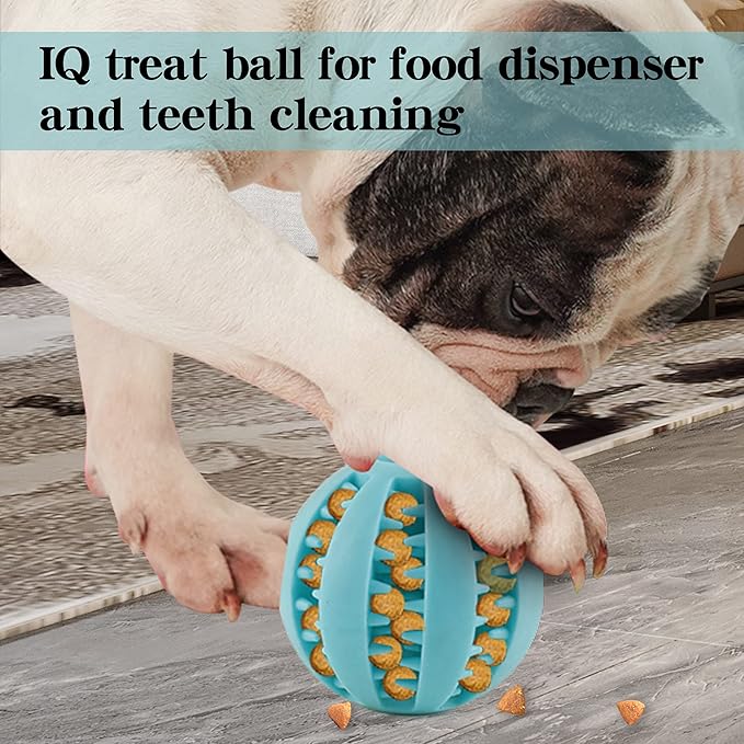 Interactive Dog Toys Ball 4 Pack Dog Puzzle Toys, Treat Dispensing Dog Toy, Dog Chew Teething Toys,Dog Squeaky Ball, Dog Rope Ball, for Tooth Cleaning, Chewing, Playing