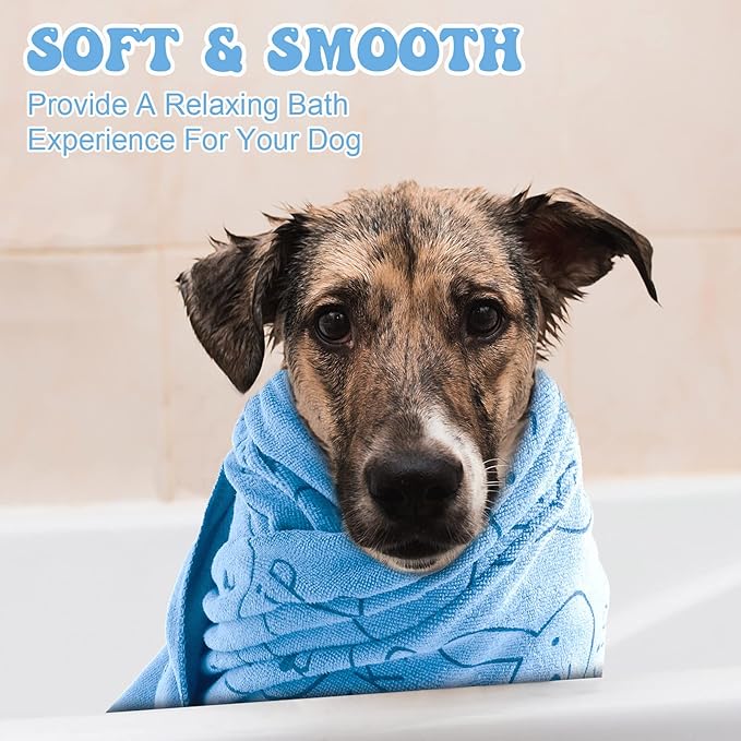 Peryiter 8 Pcs Dog Drying Towels Bulk 55'' x 28'' Pet Grooming Absorbent Microfiber Dog Bath Towels Quick Drying Puppy Bathing Towel for Small Medium Large Cats Pets Bathing Grooming(Blue)
