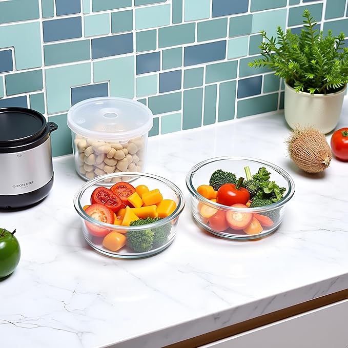 4PC Square Glass Containers With Lids (transparent)