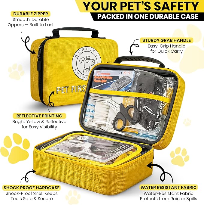 Dog First Aid Kit – Vet Approved, Essential Items Pet Emergency Kit Accessories for Car, Travel, Hunting, Hiking & Camping Gear with Mini Pouch for Home, Office & Outdoor Adventures